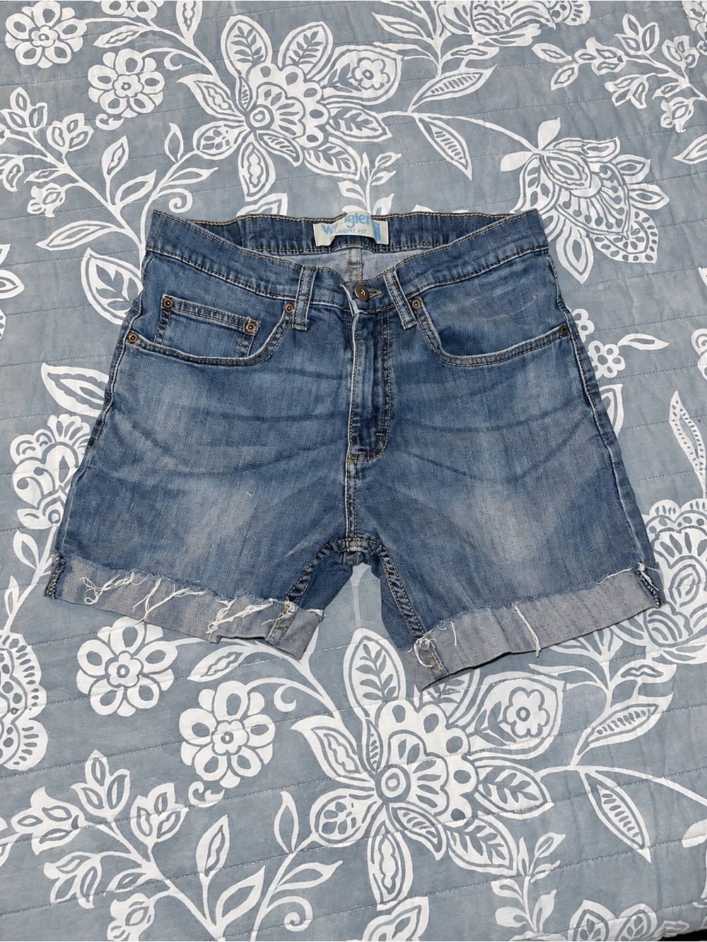 Wrangler Light Blue Distressed Denim Cutoff Shorts